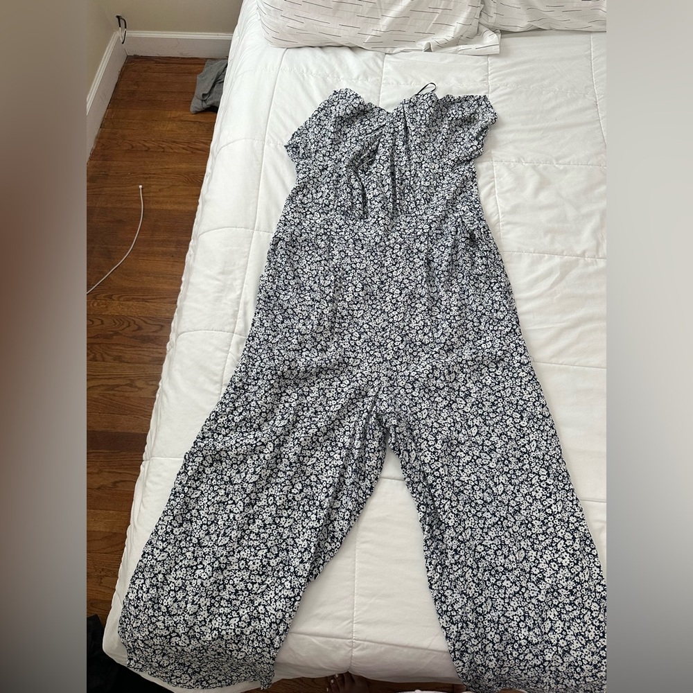 Old Navy Black and White Floral Jumpsuit